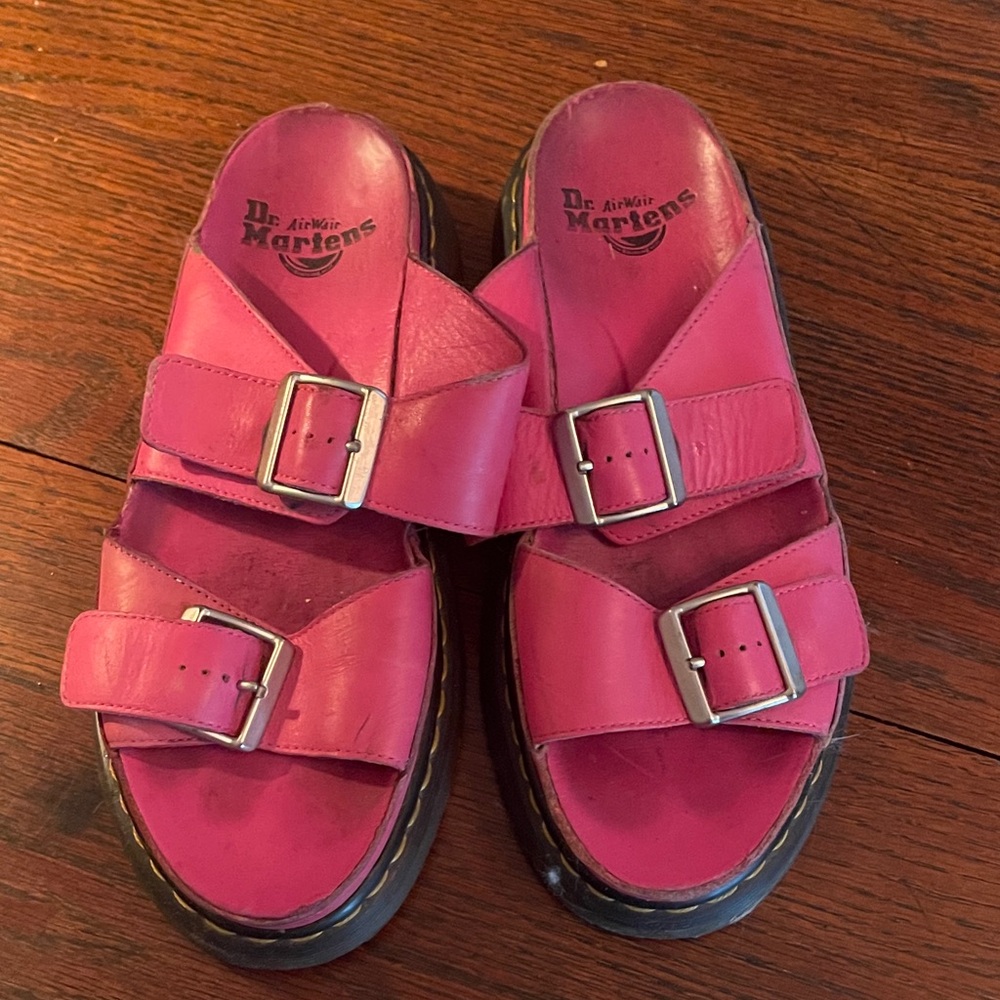 Dr. Martens Fuchsia Double Buckle Sandals
